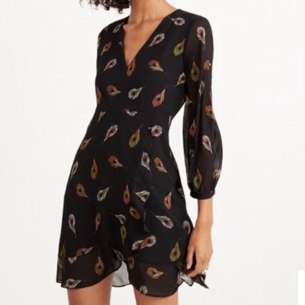 Madewell long sleeved dress, peacock feather